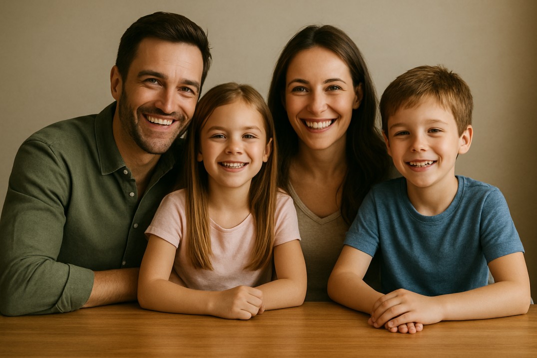 Happy family sharing a meal together